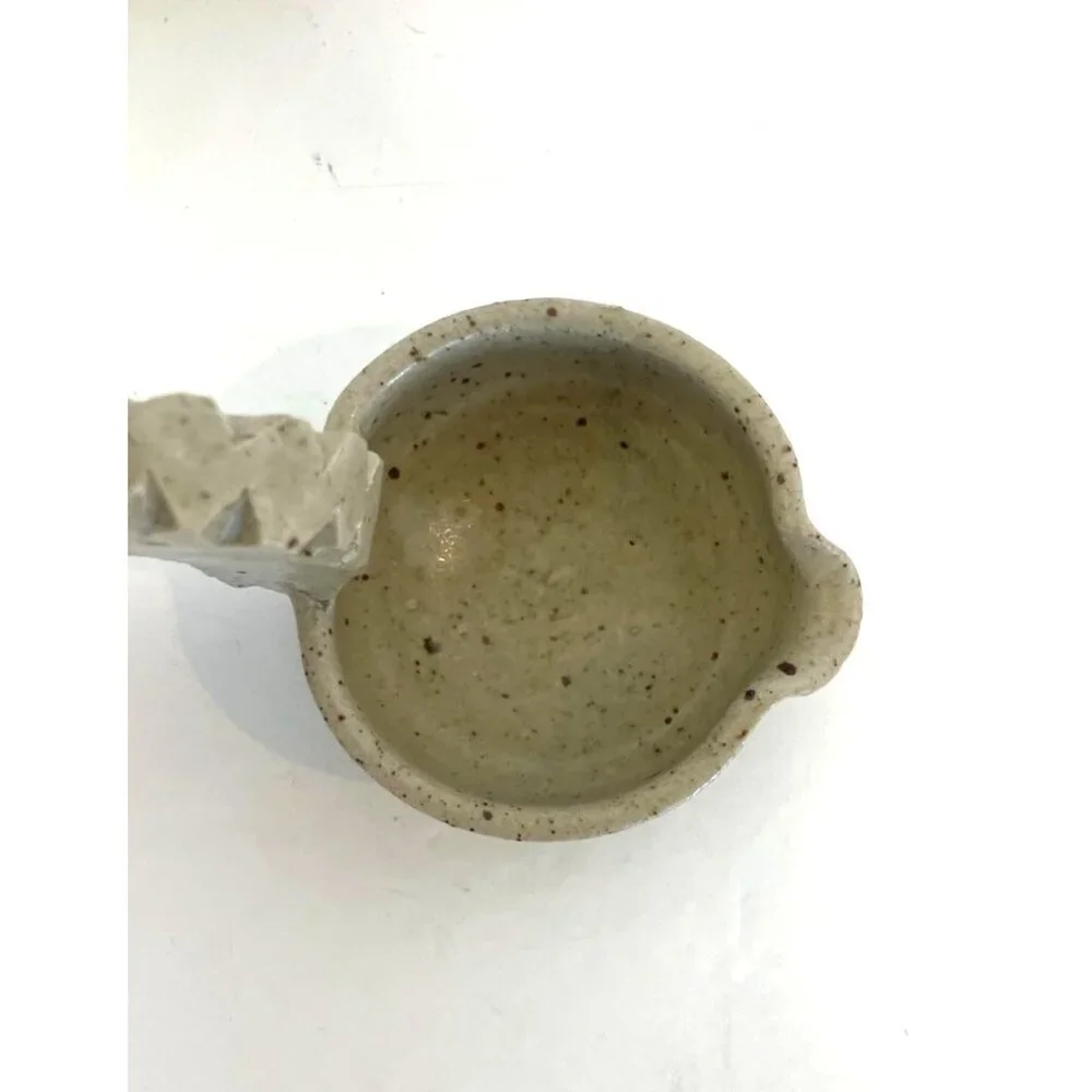 Dragon-Shaped Stoneware Ladle With Leather Loop Artist Stamped Made in 1992